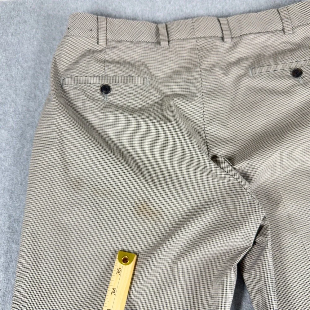 Brooks Brothers Clark Pants Mens 36x32 Beige Cotton Stretch Check‎